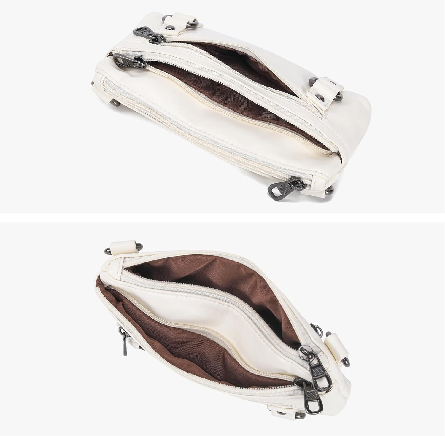 Haytijoe Triple Zip Crossbody Purses Small Crossbody Bags for Women Cell Phone Purse Soft Leather Cross Body Clutch Purse - Image 4