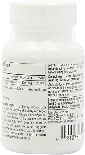 Vista 11 de Source Naturals MegaFolinic 800mcg - 60 Tabletas