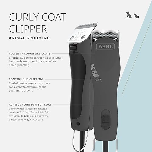 Miniatura 2 de Wahl Pro Animal Curly Coat - KM 2 velocidades Pro Clipper - Cortadora de aseo para gatos y perros para el cuidado de mascotas - Ideal para caniches