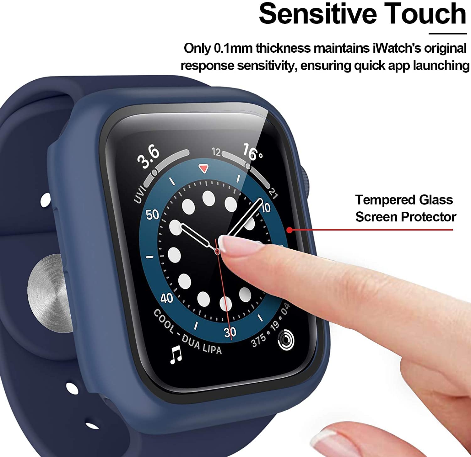 Confezione da 6 custodie per Apple Watch Series 7 45 mm con vetro temperato, Hard PC HD Full Cover protettiva iwatch S7.