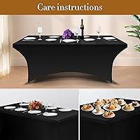 Vista 3 de Paquete de 6 manteles de elastano, manteles de elastano elásticos de 6 pies para mesas de 6 pies, mantel elástico rectangular universal ajustable