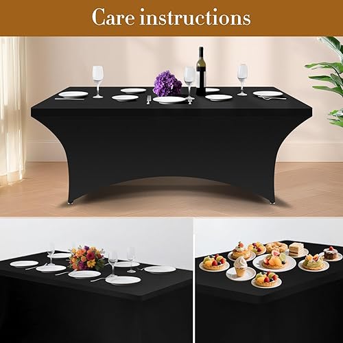 Miniatura 3 de Paquete de 6 manteles de elastano, manteles de elastano elásticos de 6 pies para mesas de 6 pies, mantel elástico rectangular universal ajustable