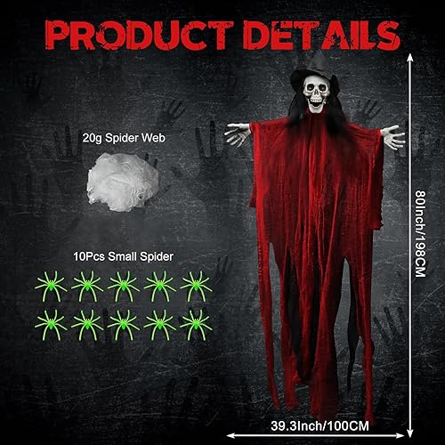 Miniatura 4 de Sensor táctil y de sonido de 80 pulgadas para colgar en Halloween, decoración de fantasmas gritando, agitando la cabeza, agita la mano, esqueleto,