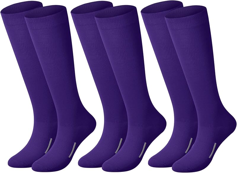 Haysandy 3 Pairs Baseball Socks Bulk Softball Sock Youth High Long Tube Soccer Football Team Boys Girls Adults Sport Sock