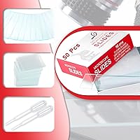 Vista 5 de Diapositivas de microscopio de vidrio transparente 50 piezas, diapositivas de microscopio en blanco con bordes rectos de 1" x 3" con 100 piezas