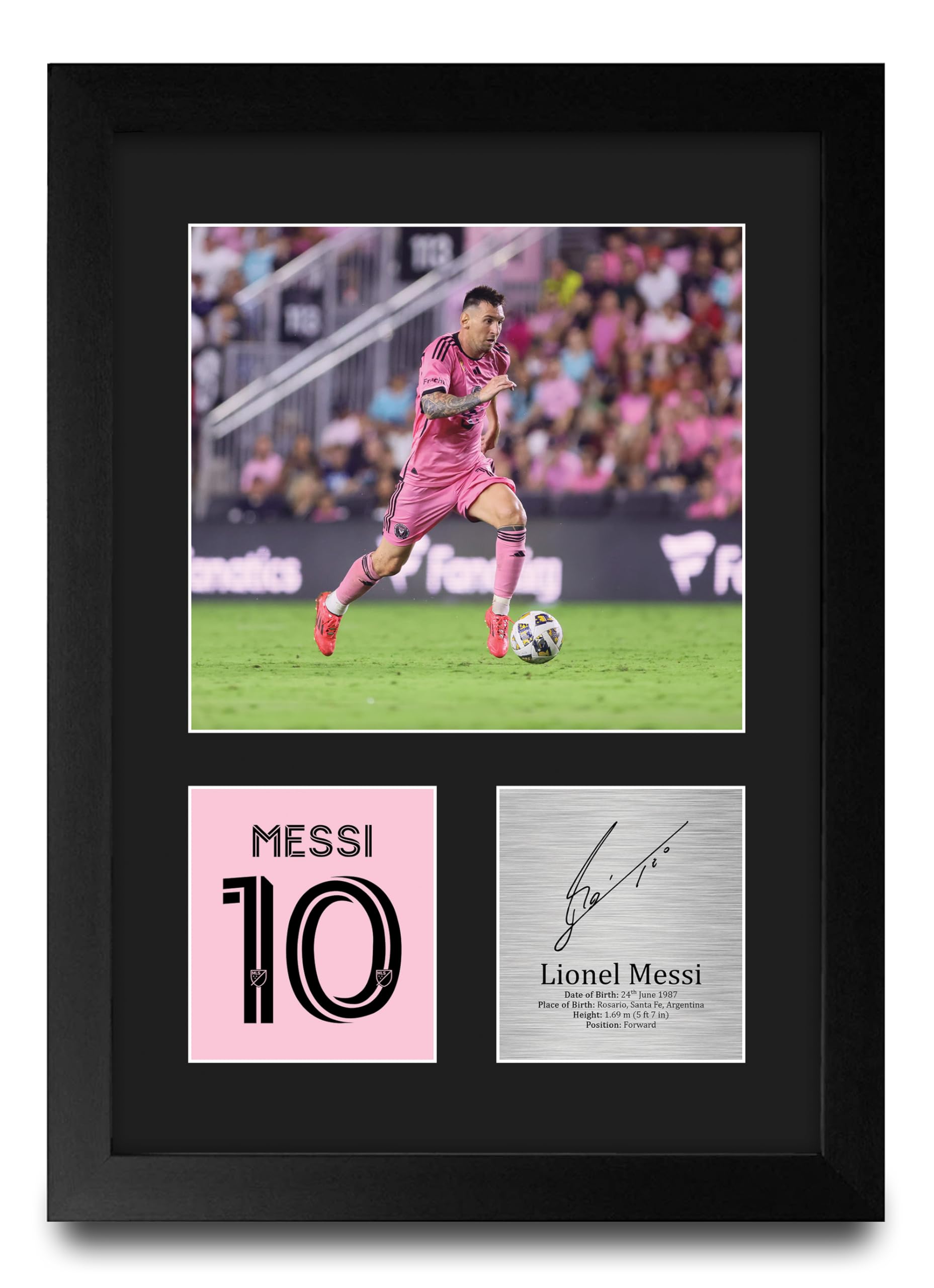 HWC Trading Lionel Messi Inter Miami Gifts Printed Signed Autograph Picture for Football Fans and Supporters - A4 Portrait Framed โ image 1