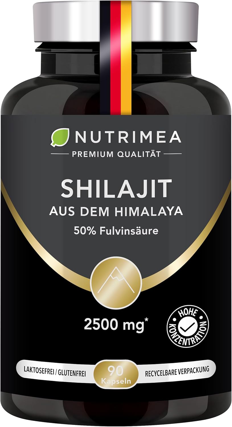Shilajit Original Himalaya Capsules High Dose 2500 mg  50% Fulvic Acid 5:1 Extract 100% Pure Resin Gold Quality 90 Capsules Pure & Vegan