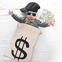 Vista 5 de Boao Bolsas de dinero extra grandes de 19.7 x 15.8 pulgadas, bolsa de lona con cordón y símbolo de dólar para recuerdo de juguete, fiesta temática