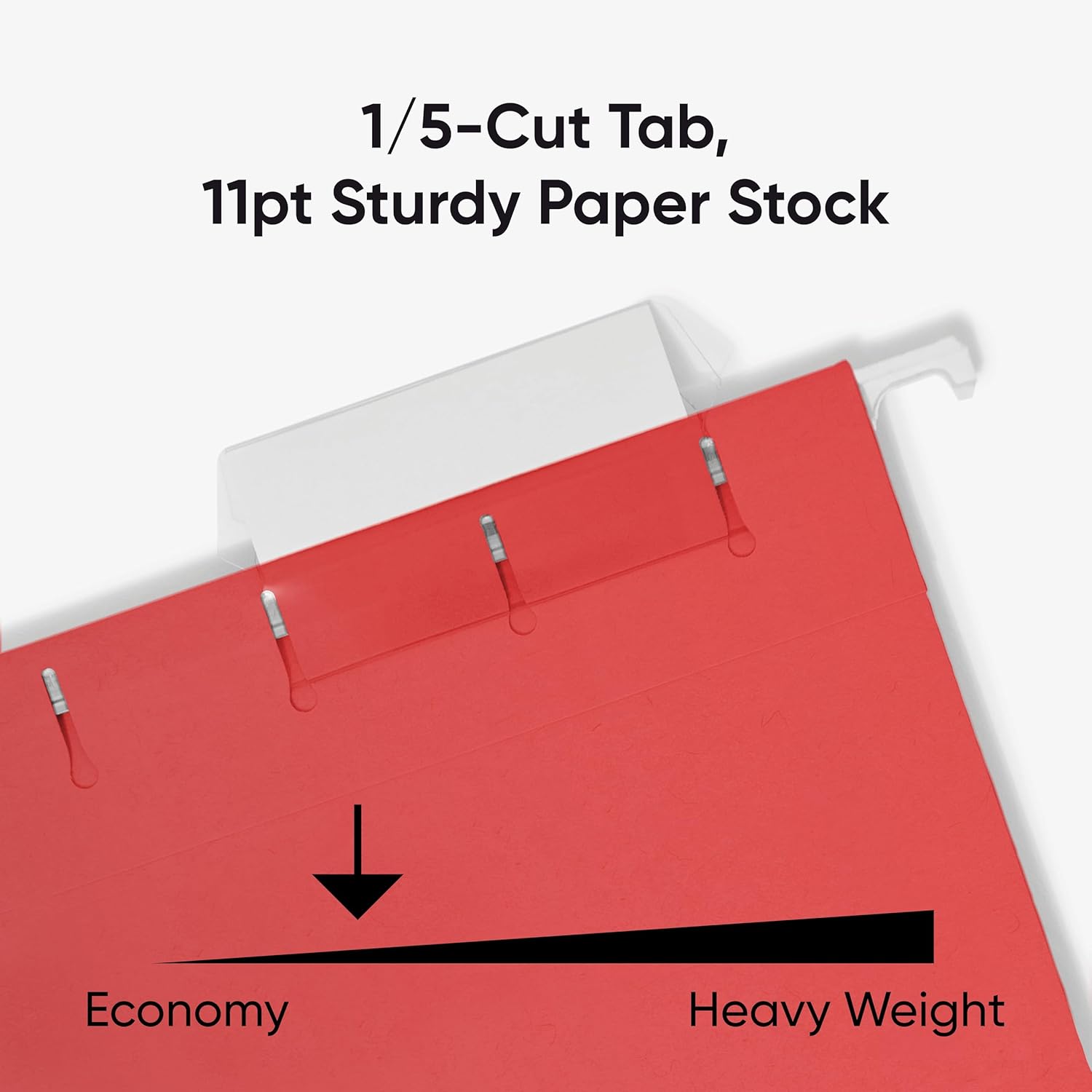 Smead Standard Hanging File Folders, 25 Count, Red, 1/5-Cut Adjustable Tabs, Letter Size (64067)
