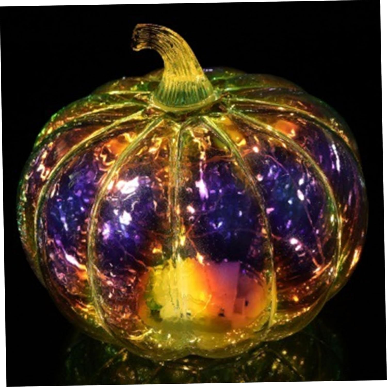 Halloween Decorations Light up Pumpkins 7x6 Inch Glass Lamp with Timer Battery Powered Twinkle Pumpkin Lamp for Fall Halloween Thanksgiving Party Home