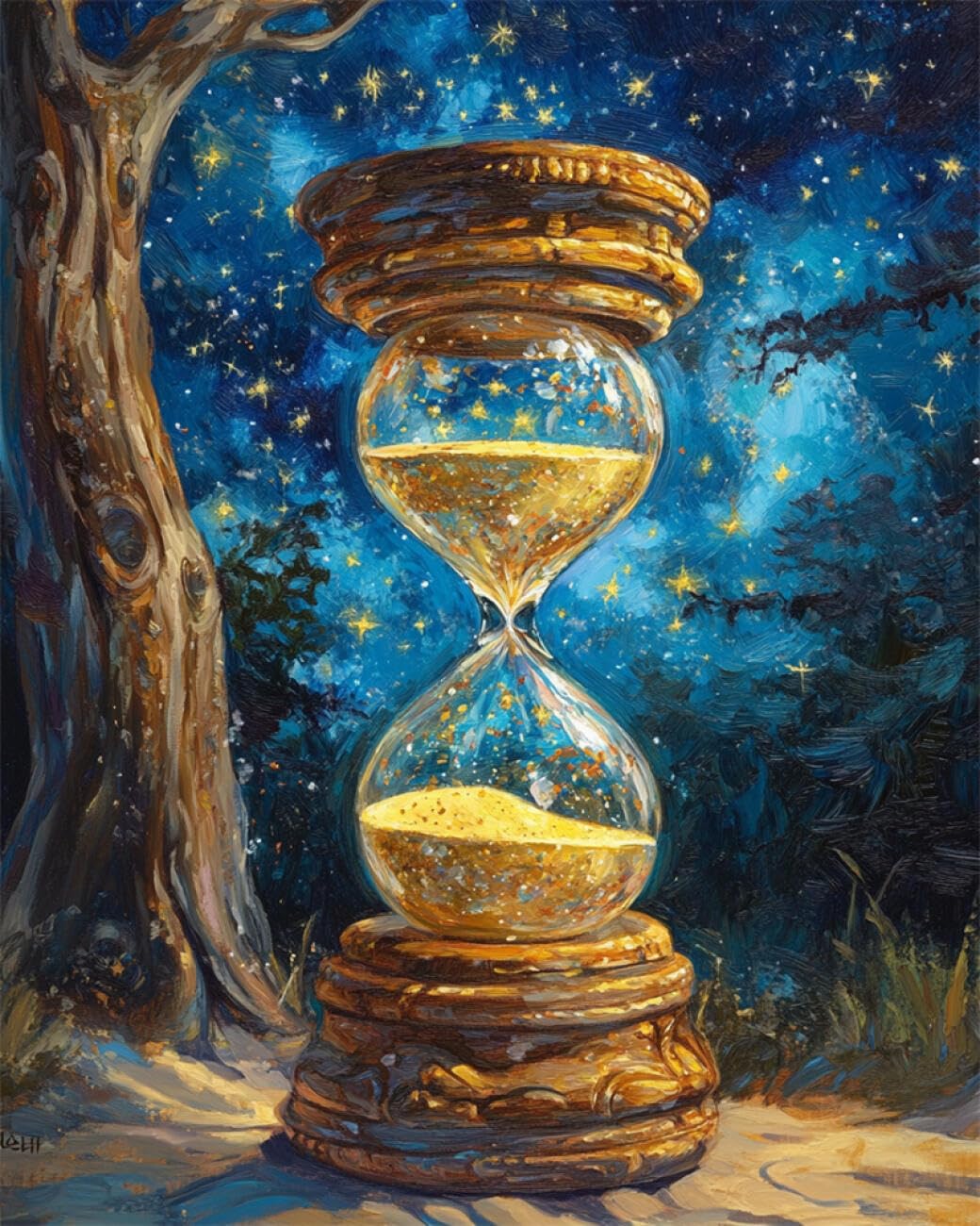 RKFLGEW DIY Embroidery Beads Set Hourglass Oil Painting 30x40cm