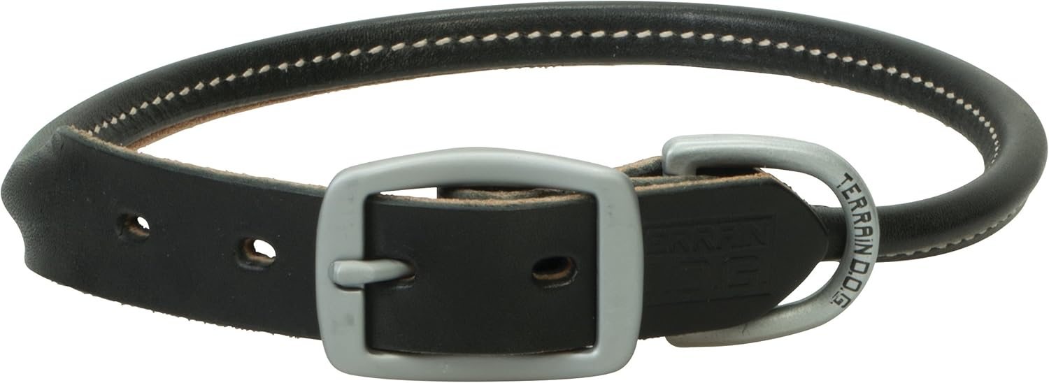 Terrain D.O.G. Harness Leather Rolled Dog Collar Russet 21" (19 - 22 in., 1 in. width)