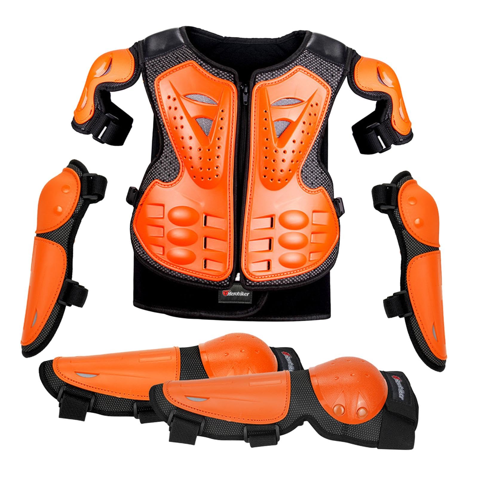 Kids Kit Protection Corps Entier Enfant Gilet Armure Poitrine Colonne Vertébrale Genouillères Coudières PVC