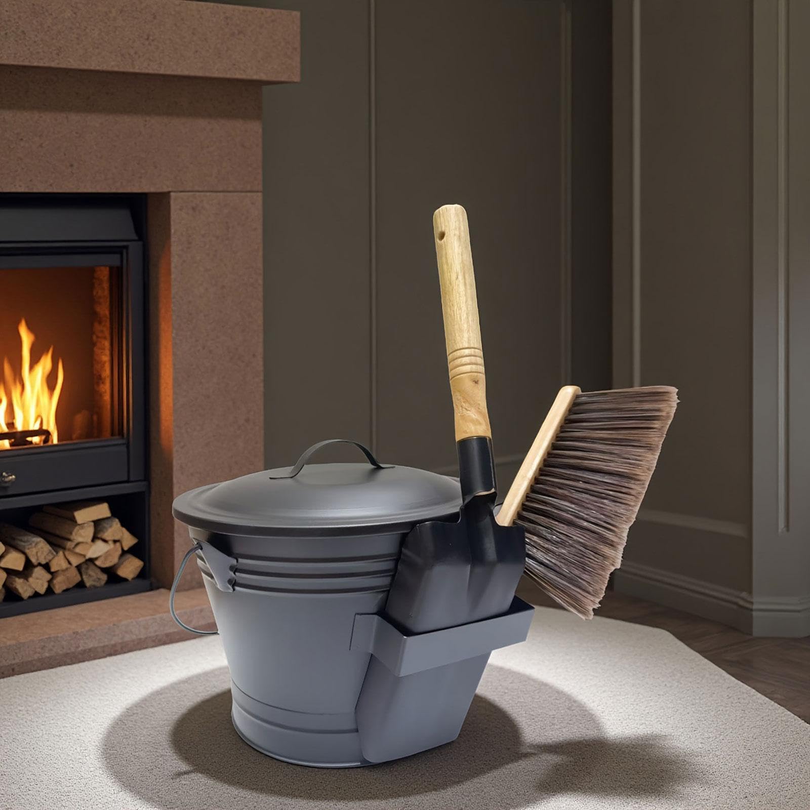 Amazon.co.jp: Fenteer 【4点セット】暖炉灰掃除ツールセット 蓋付き
