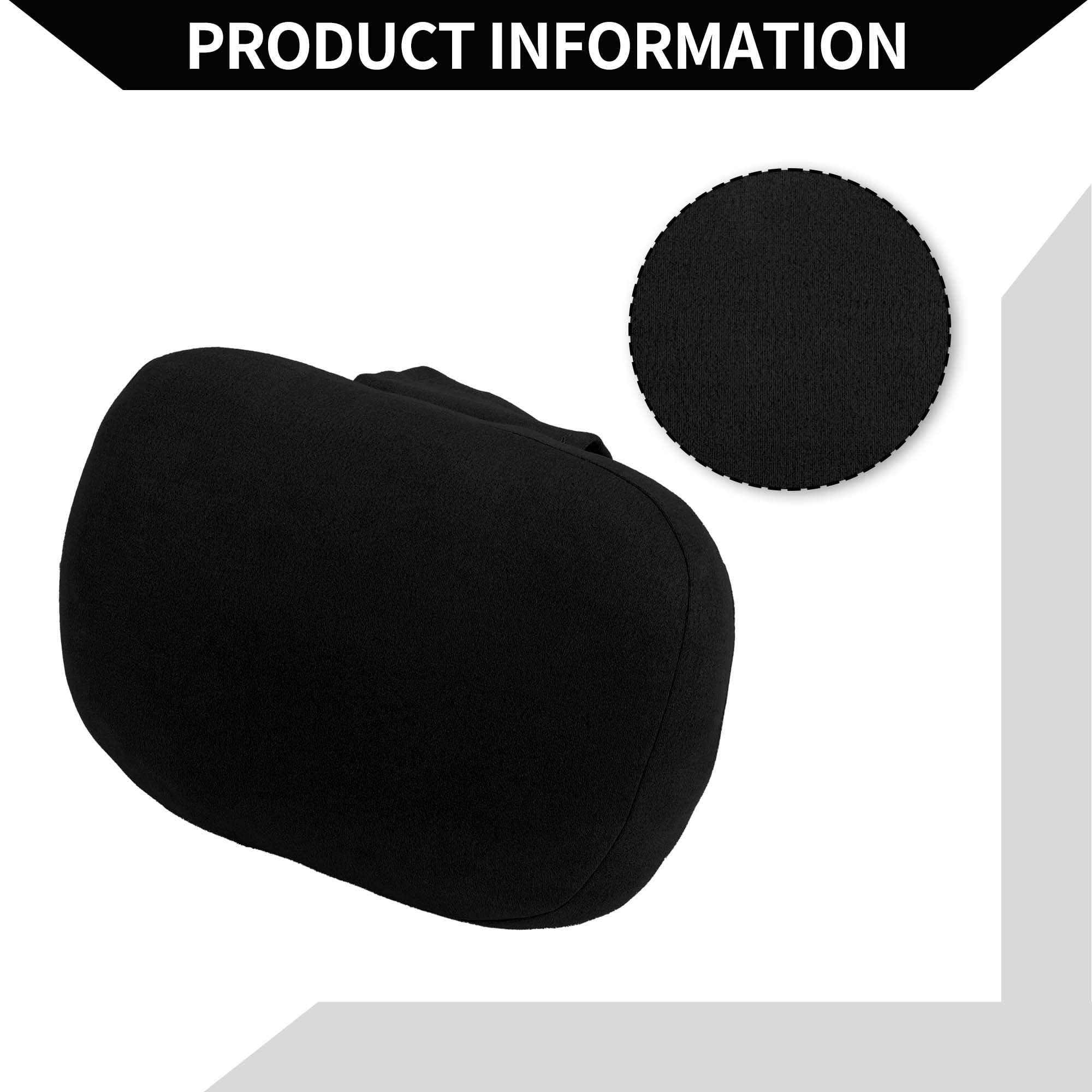 Cojín De Cuello para Coche Almohada Reposacabezas para Coche para Cuello Y Espalda Espuma Viscoelástica Transpirable De Gamuza 1 Pc Negro