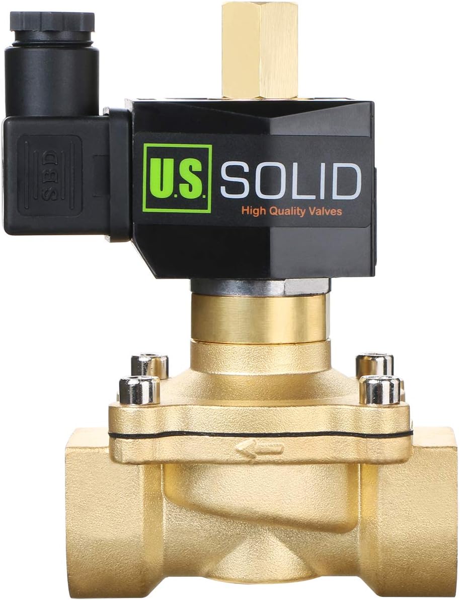U.S. Solid 1" Brass Electric Solenoid Valve 110V AC NPT Normally Open Air Gas Non-potable Water Viton
