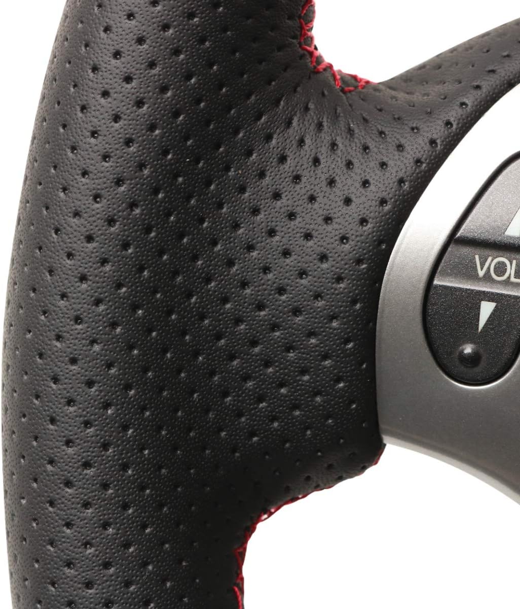 MEWANT Hand-Stitched Black Genuine Leather Steering Wheel Cover Wrap for Acura TL Accessories can be Customized