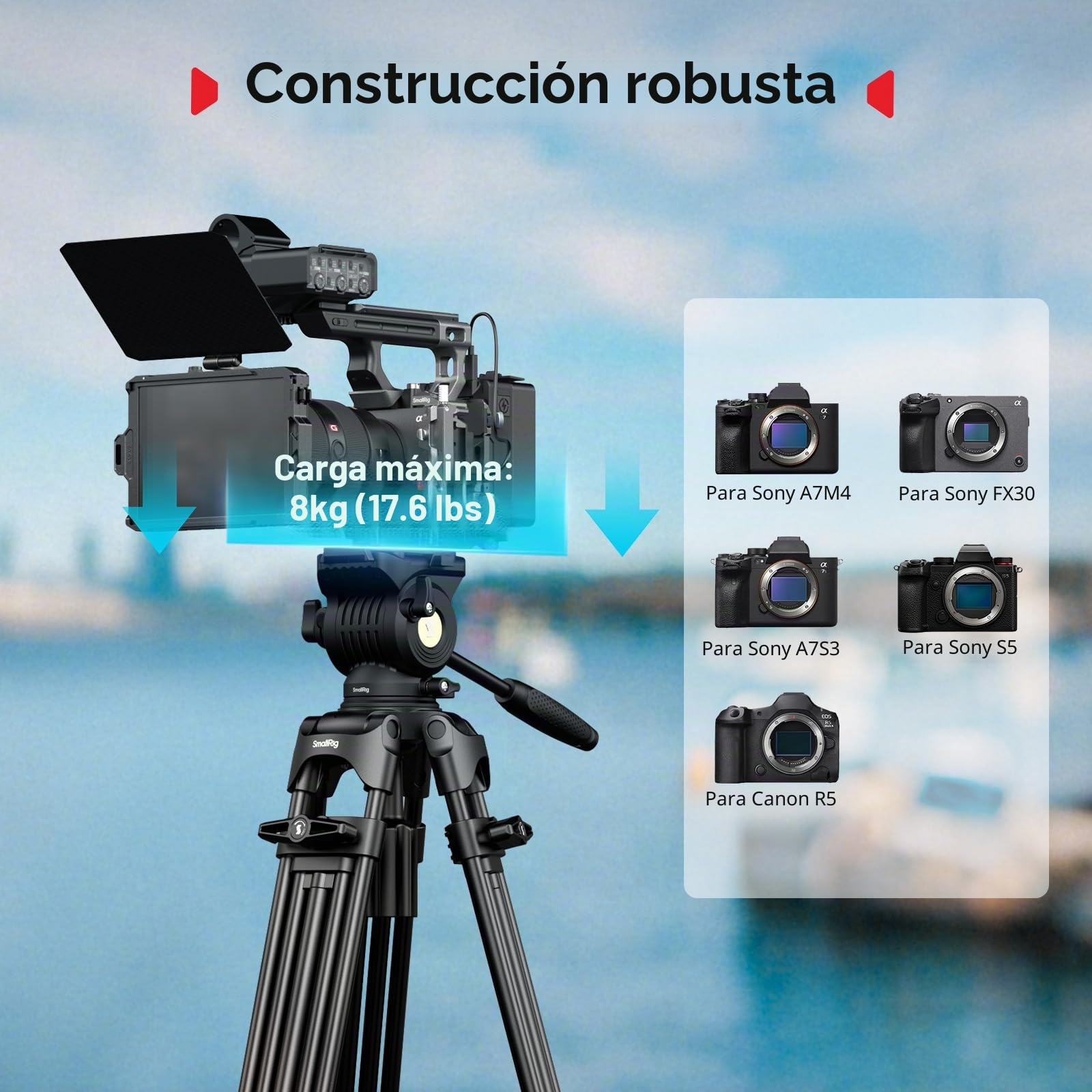 SMALLRIG Trípode FreeSpeed 75" con Cabeza Fluida 360° para Placa Manfrotto, Extensión Rápida, Carga 17.64 LB, para Cámaras DSLR/Mirrorless - 5442