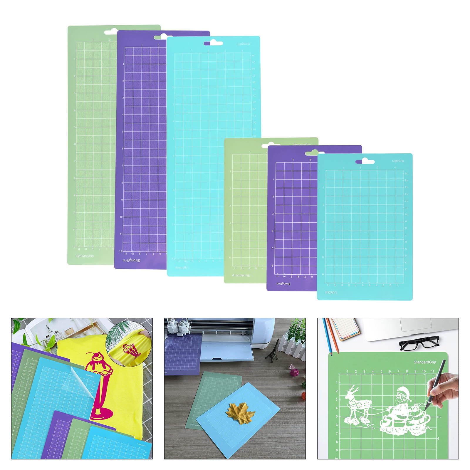 REDYY 6Pieces Cutting Mat for Cutter Plotter Adhesive Mat 6.50x4.50 and 12x4.50 Cutting Pad for Cutter Plotter Cutting Pad