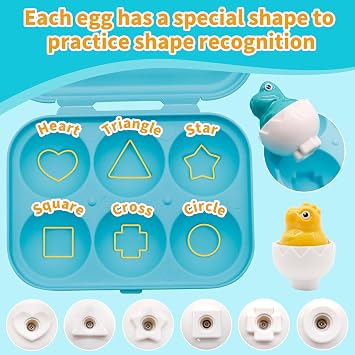 MOONTOY Dinosaur Egg Toys for Toddlers 1-3 Matching Game, Dino Eggs Montessori Toys for Babies 6-12 Month Baby Puzzles 12-18 Months Play Shape Sorter Sorting Sensory Gift Easter Basket Stuffers