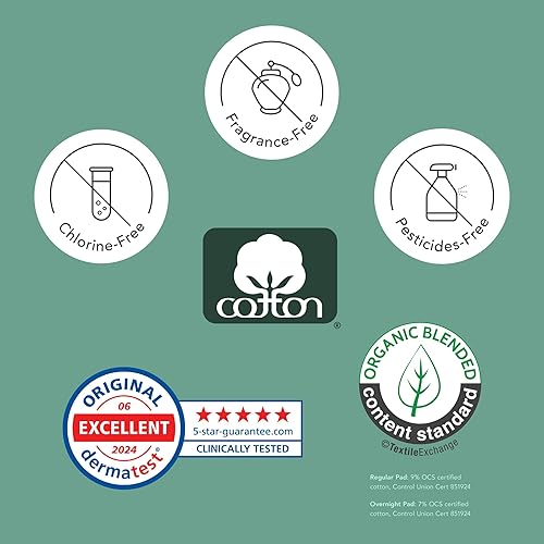 Miniatura 8 de Rael Cuidado femenino, esencial para el período para mujeres, funda de algodón orgánico regular y almohadillas de noche para mujeres, protectores de