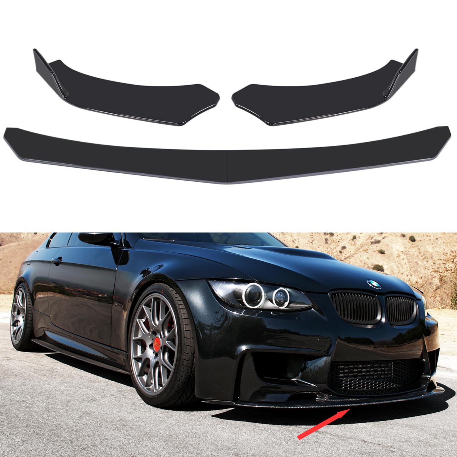 4 pezzi auto paraurti anteriore labbro kit spoiler splitter ABS paraurti canard labbro splitter universale