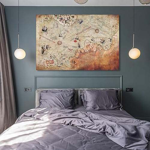 Miniatura 8 de Lienzo de mapa antiguo, póster de mapa, arte de mapa vintage, arte de Piri Reis, obra de arte de moda, lienzo de mapa del mundo, póster de lienzo