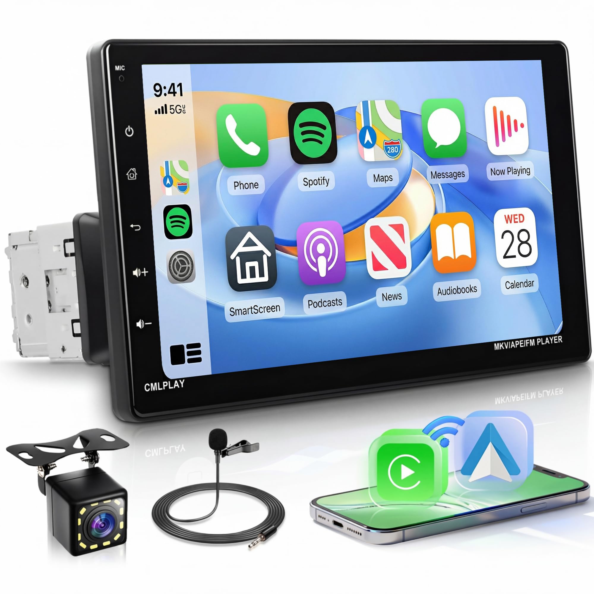 Amazon.com: Rimoody 9'' Single Din Car Stereo Wireless CarPlay