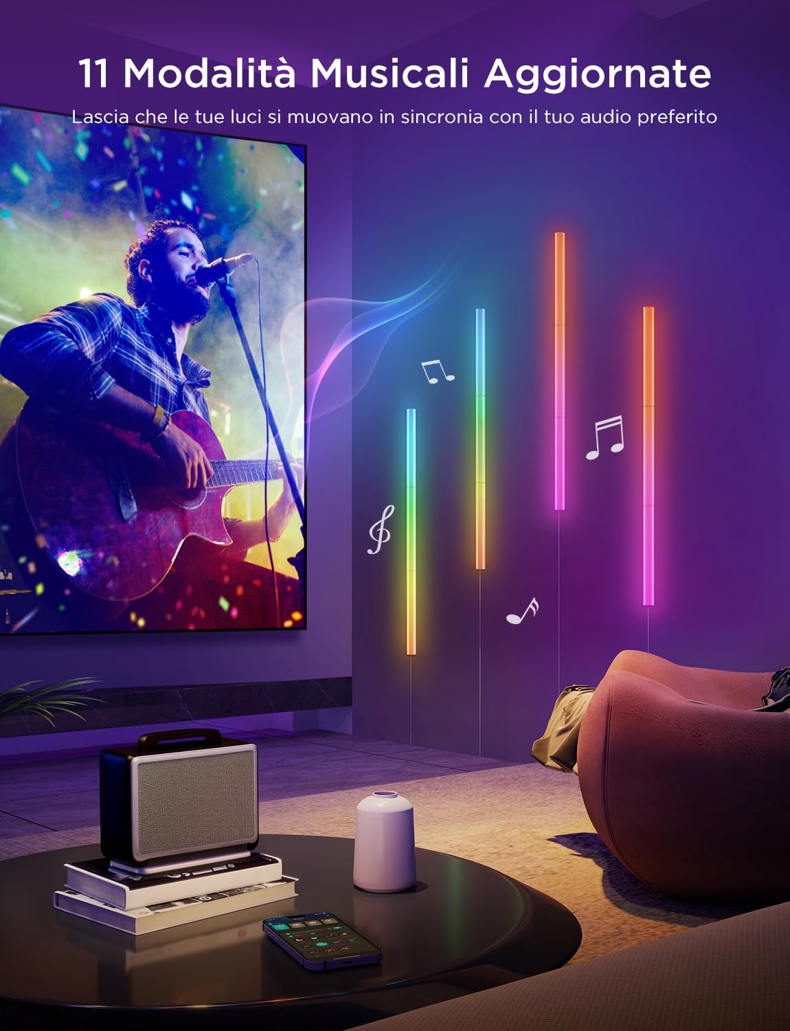 Govee Glide LED Luci da Parete RGBIC, Lampada per Sala Giochi, 6 Pezzi | Compatibile con Alexa e Google Assistant, Musica Sincronizzata, 64 Modalità Scena, Controllo Vocale, Arredamento Della Stanza