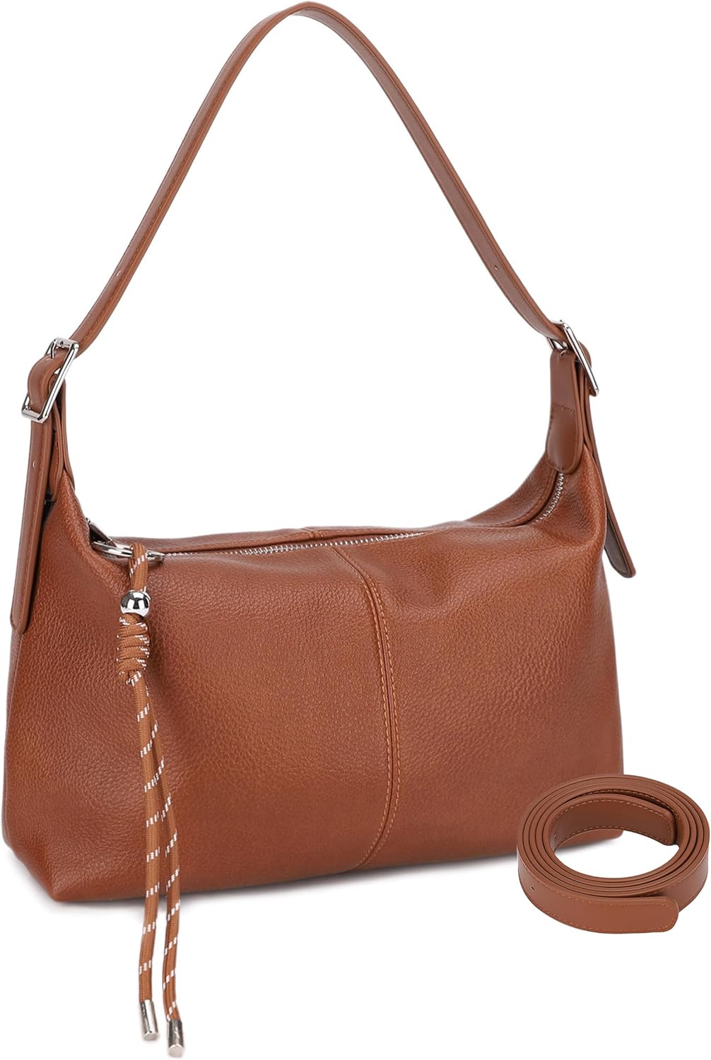 Shoulder Bag for Women - Crossbody Bag for Women, Slouchy Medium Shoulder Purse with Cute Keychain Charm & Adjustable Strap