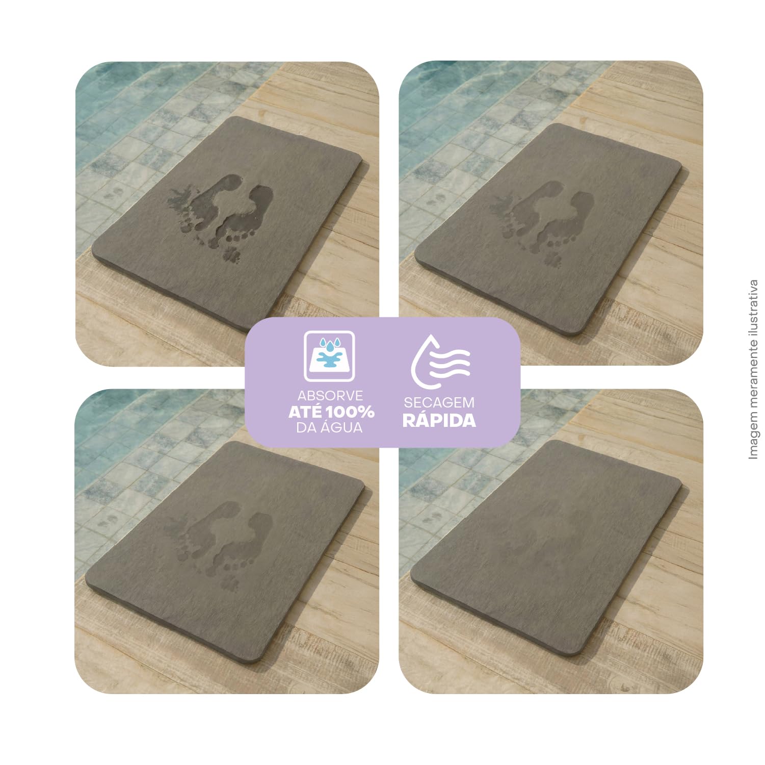 LYOR - Alfombrilla de Piedra de diatomita para baño, Color Gris, 23.6 x 15.4 Pulgadas
