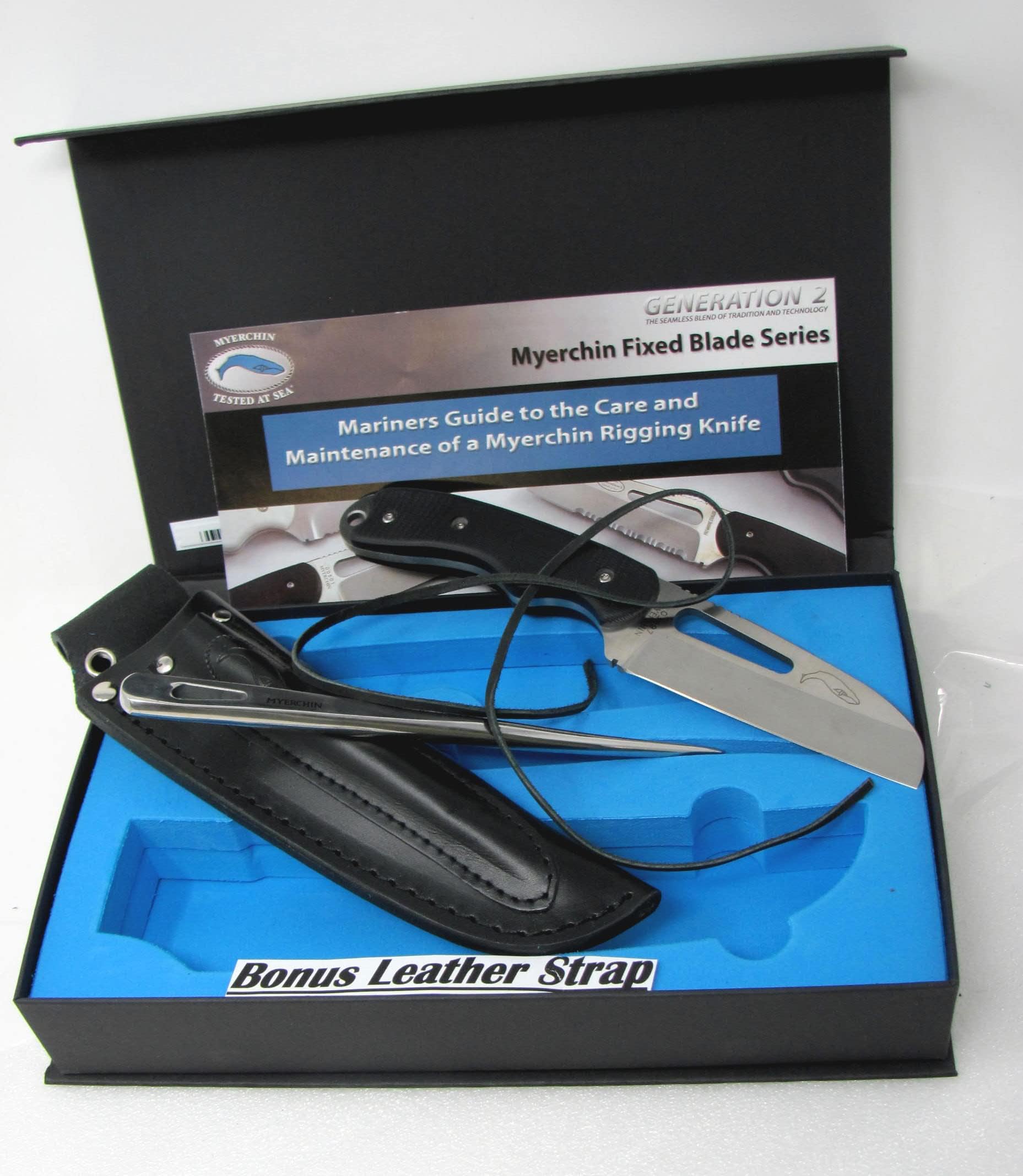 Myerchin Knives Tested at Sea Pro G10 Offshore System Knife Marlinspike Leather Sheath Rigging Tool System B100 Bonus Leather Lanyard Strap