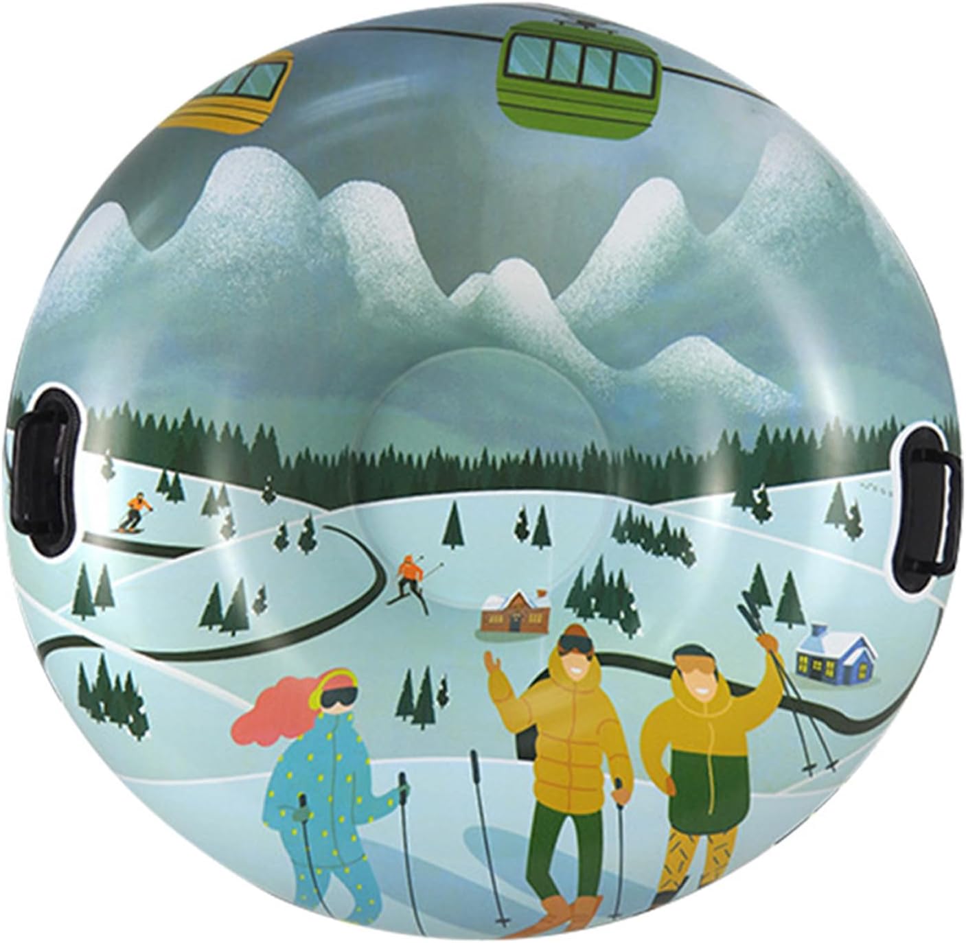 Inflatable Snow Tube with Handles Folding Snow Sled Winter Snow Sledding Toy Thicken Skiing Tubing for Outdoor Sledding