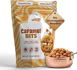 Snackathon Caramel Bits, 11 OZ Resealable Bulk Bag, Unwrapped Classic Sweet & Buttery Caramel Chips for Baking, Melting & Candy Making, Made in USA