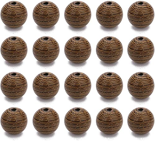 Miniatura 4 de 300 cuentas de madera africanas de color marrón oscuro, cuentas redondas naturales de madera para manualidades para pulseras y suministros de