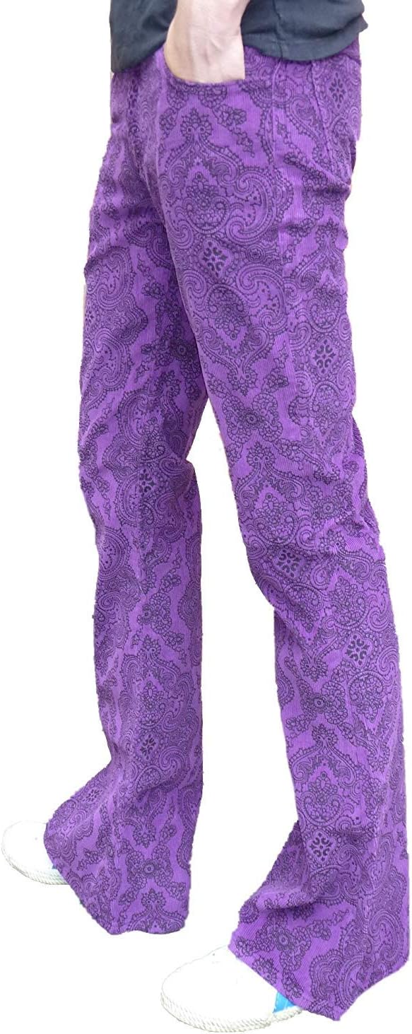Mens Paisley Purple Corduroy Bell Bottoms Flares Mod Nigeria Ubuy