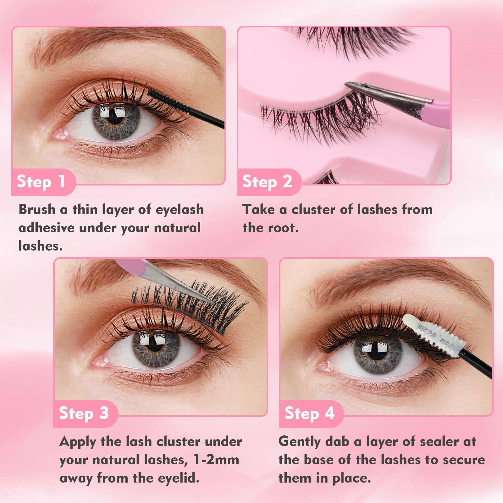 VEGCOO 10 Paia Mezze Ciglia Finte Naturali, Ciglia Occhio di Gatto Fake Half Eyelashes Riutilizzabile, 3D Cancella Banda Trasparente Corner Lashes (HN-Stelo trasparente)