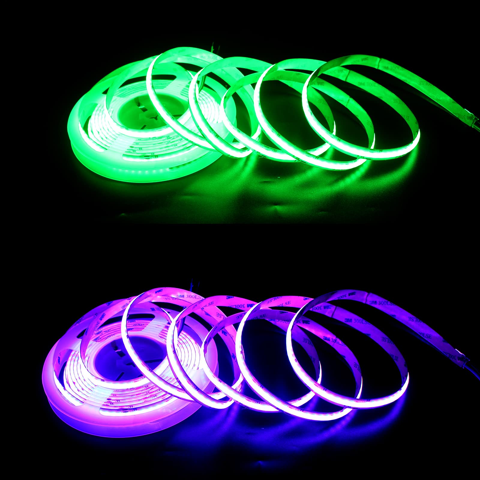 Bande LED COB RVB CCT,24V 5 in 1 RGB blanc chaud+blanc 840 LEDs/m COB LED,5m double blanc (2700~6500 K) 4200 LED haute luminosité flexible RGBW COB ruban pour fête,