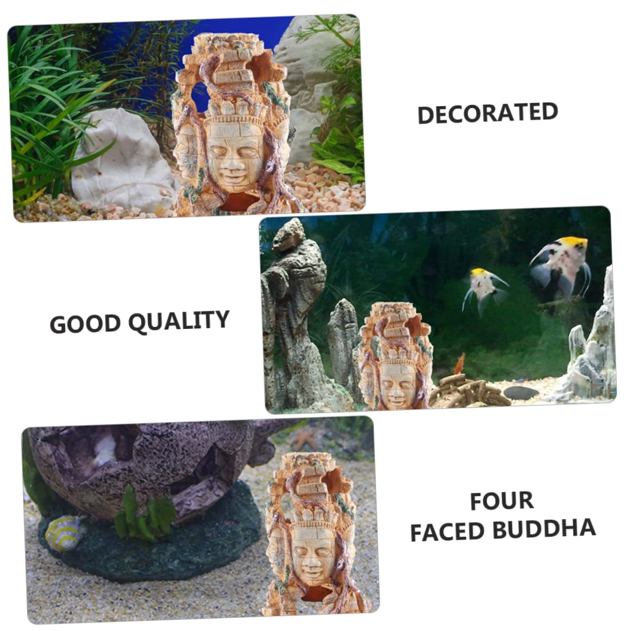 BESPORTBLE 1pièce Décor Aquarium avec Crâne De Reptile Abri à Quatre Visages pour Poissons Et Terrarium Ornement De Paysage pour Aquariums Et Décoration De Chambre