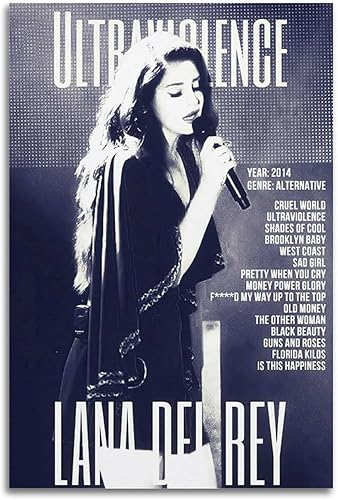 Lana Del Rey - Póster de ultraviolencia para decoración de pared, lienzo estético para decoración de dormitorio, 20 x 30 pulgadas (19.7 x 29.5 in),