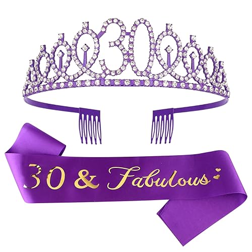 Miniatura 31 de CIEHER Juego de corona de cumpleaños 50 + banda de 50 y fabulosa banda + pin de perlas, tiara, regalos de 50, decoraciones para mujeres amigas