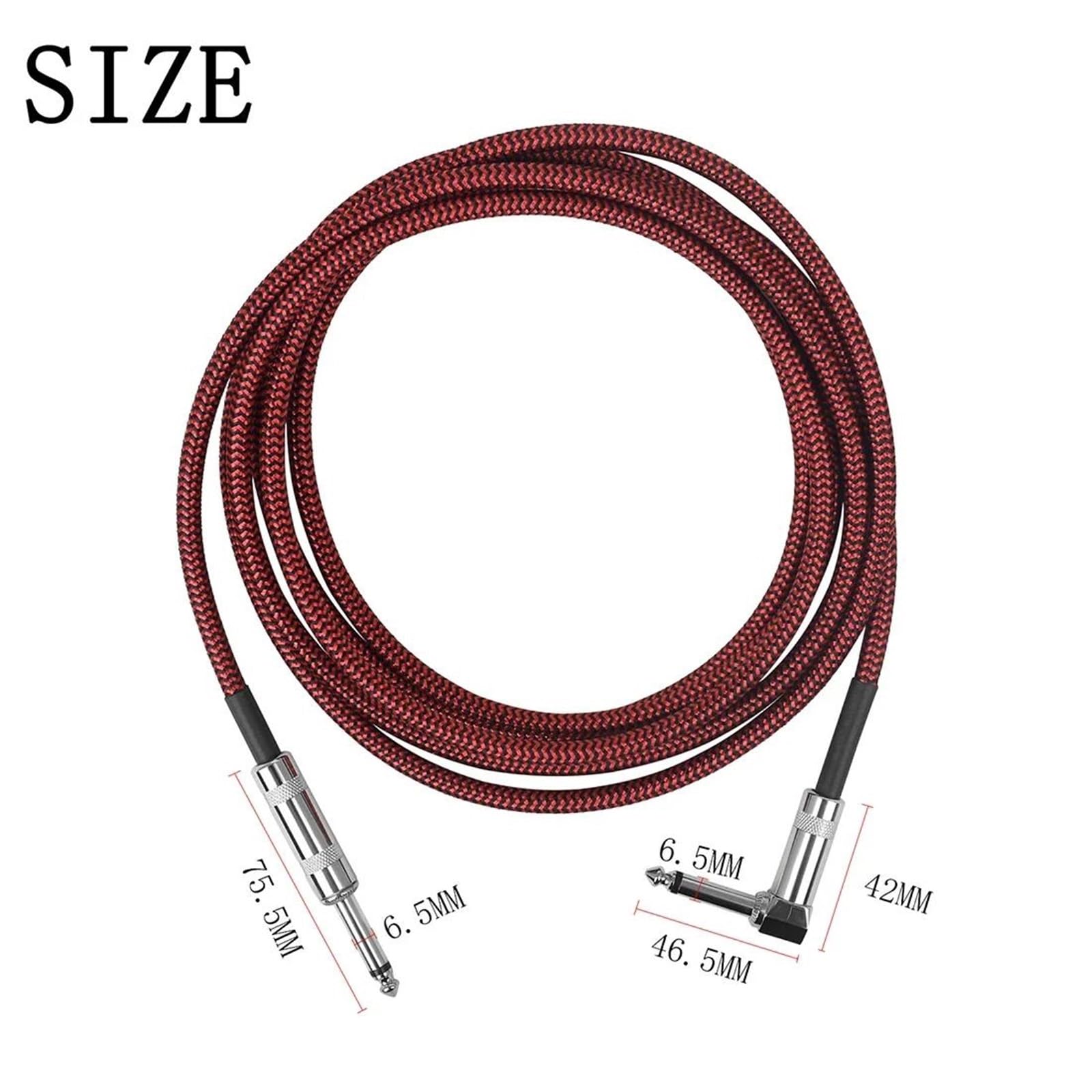 Cavo Audio Per Chitarra Cavi Per Chitarra Elettrica Linea 300 Cm Riduzione Rumore Connessione 6,35 Mm Parte Basso Schermato Intrecciato(White)
