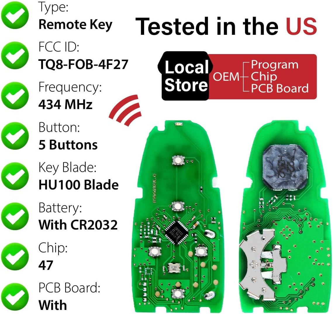 Replacement for 2022 2023 2024 Hyundai Palisade Key Fob Remote Control TQ8-FOB-4F27 5 Buttons 434MHz