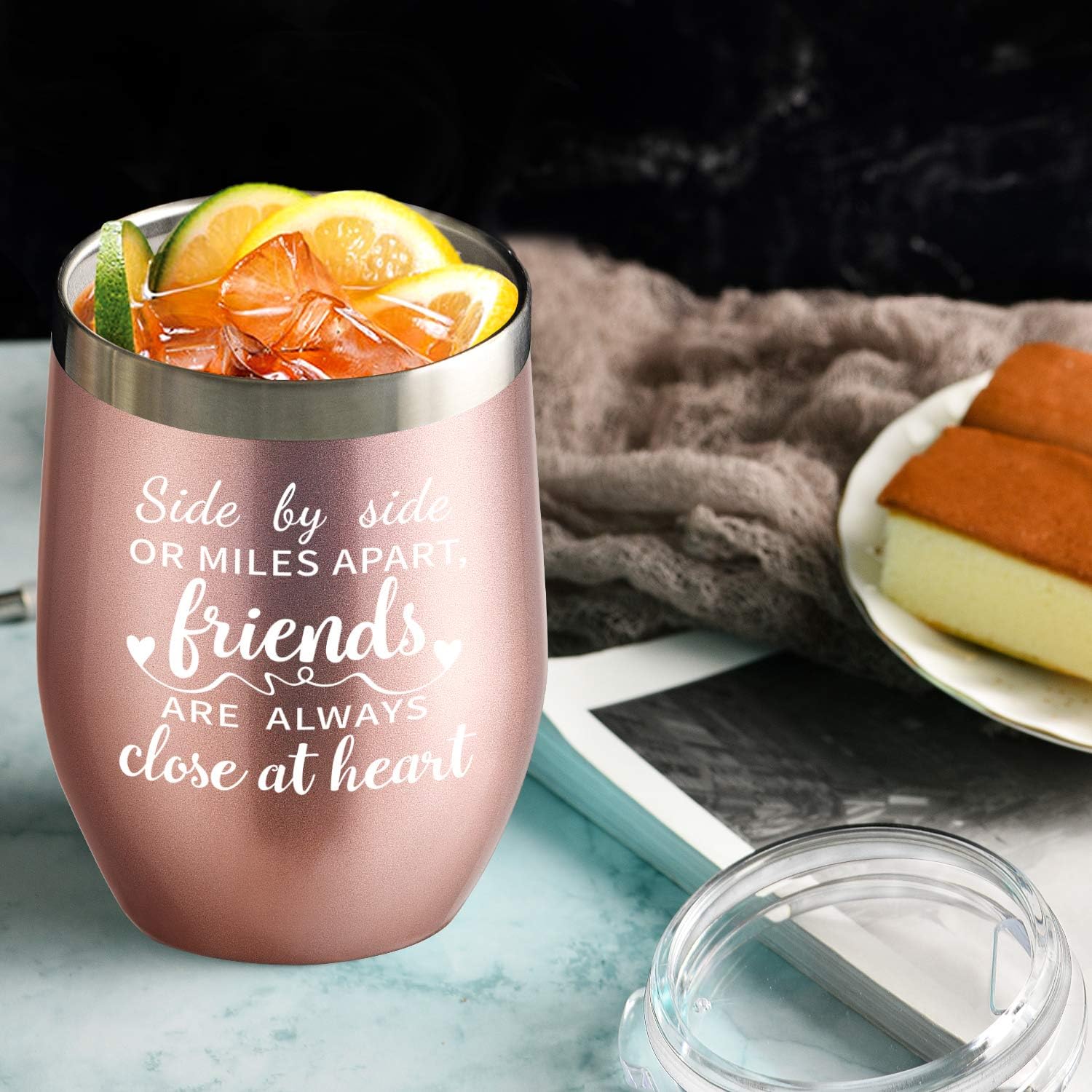 Amazon Crazy 🔥 Deals Side By Side or Miles Apart, Friends Are Always Close at Heart - Best Friend Birthday Gifts for Women - Long Distance Friendship Gifts for Soul Sisters, BFF, Besties - 12 oz Wine Tumbler - Rose Gold Up To 40% OFF Side By Side or Miles Apart, Friends Are Always Close at Heart - Best Friend Birthday Gifts for Women - Long Distance Friendship Gifts for Soul Sisters, BFF, Besties - 12 oz Wine Tumbler - Rose Gold