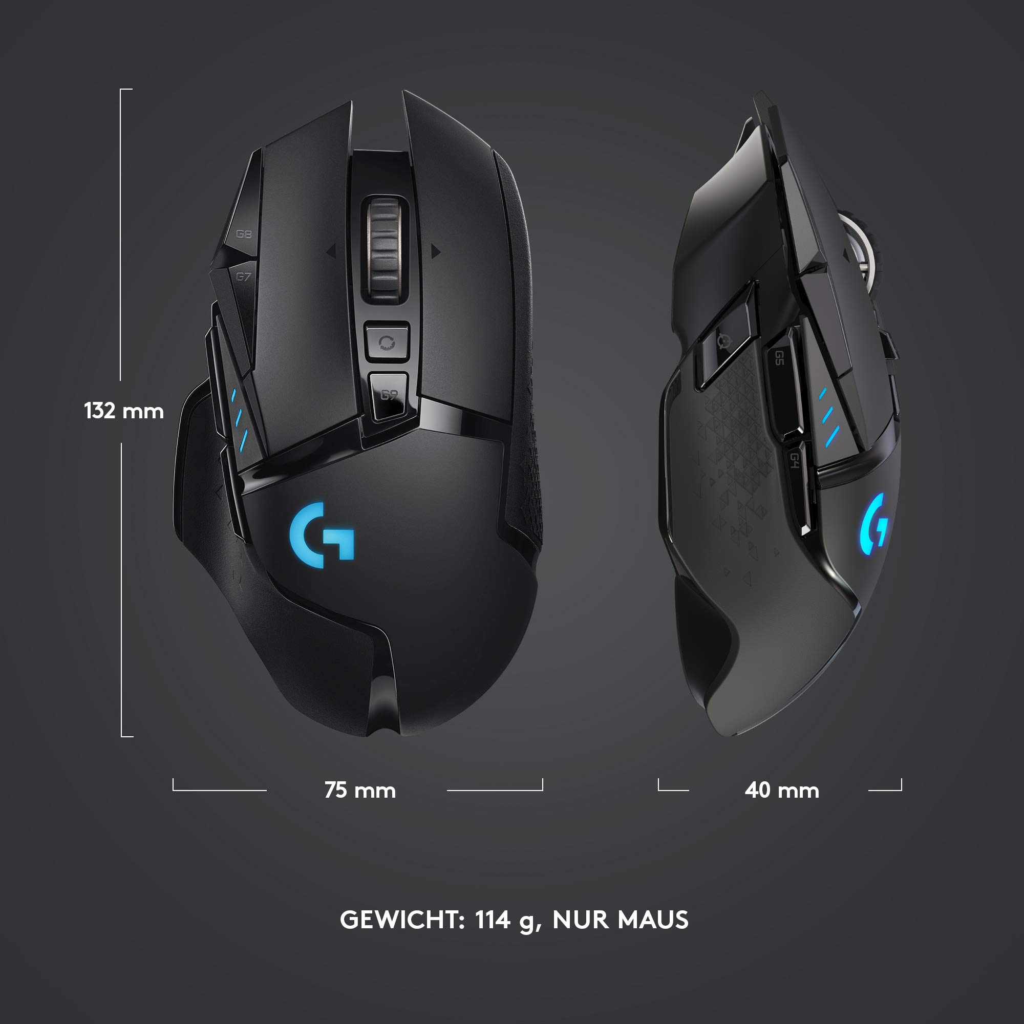 Logitech G502 LIGHTSPEED kabellose Gaming-Maus mit HERO 25K DPI Sensor