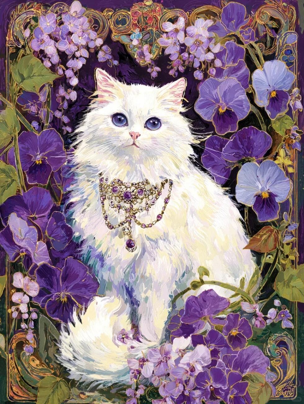Henypt Cross Stitch Kits Cats and Flowers DIY Needlepoint Set for Beginners The Elderly with Accessories Home & Leisure/Gifts 14CT 80x100cm