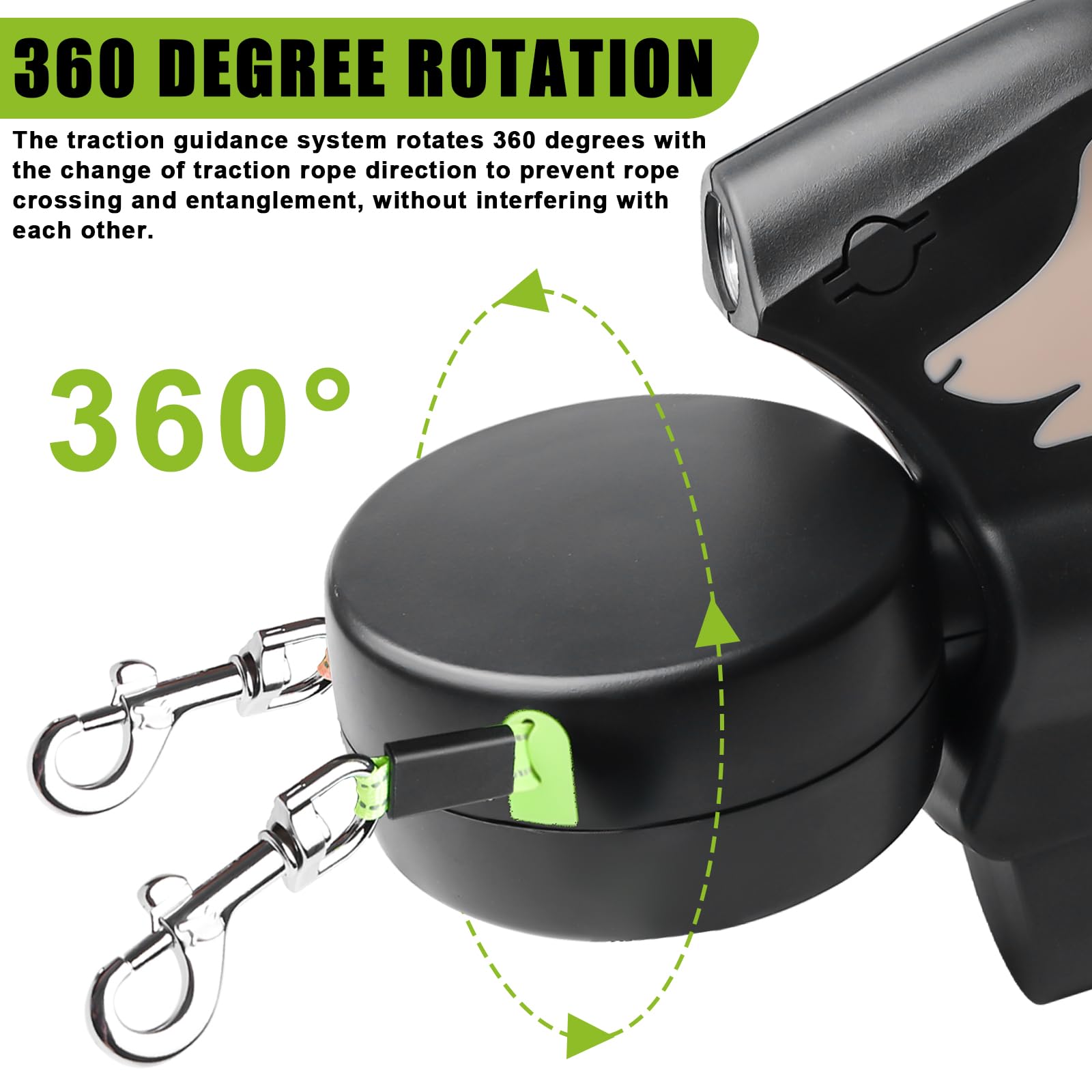 Laisses Doubles Rétractables Automatiques pour Chiens, 3M Laisses Doubles Rétractables avec Lumières LED, Double Laisse Rétractable pour 2 Chiens pour Petite Et Moyenne Taille(Brun)