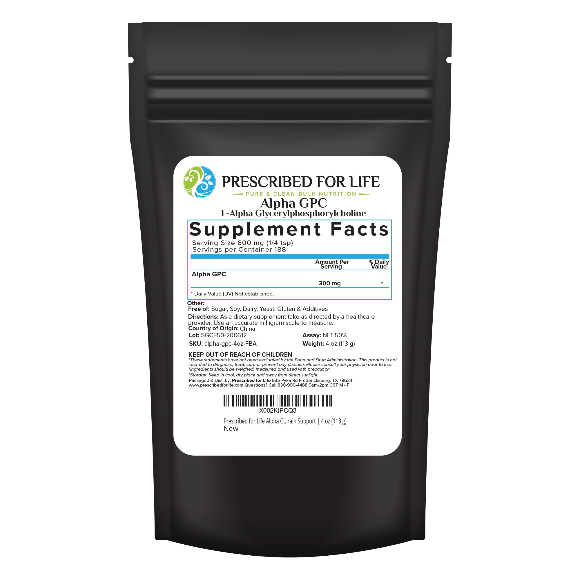 Amazon.com: Prescribed For Life Alpha GPC Powder, L Alpha