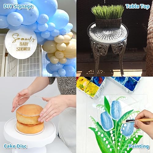 Miniatura 8 de Art3d 2 hojas redondas de acrílico transparente de 14 de pulgada, 6 pulgadas de diámetro, disco de plexiglás redondo, panel de PET circular para