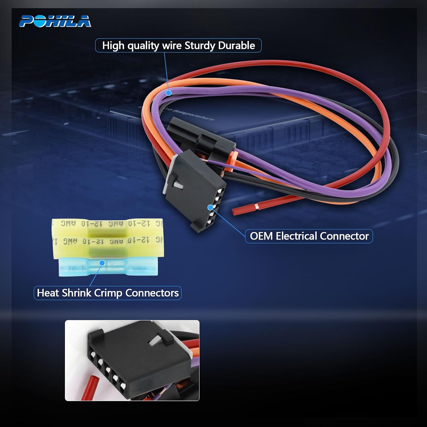 Blower Motor Resistor Wiring Harness Compatible with Chevy, GMC Silverado, Tahoe, Suburban, Sierra, Yukon XL - AC Replaces 89018778, 89019351, 1581773